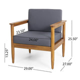 Christopher Knight Home Eudora Outdoor Acacia Wood Club Chair (Set of 2), Teak and Dark Gray Christopher Knight Home