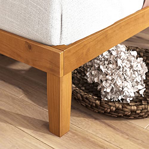 Zinus Alexia Rustic Pine Wood Bed Frame with Headboard - No Box Spring Needed, Easy Assembly Zinus