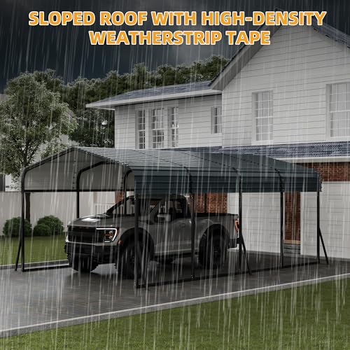 GarveeLife 12x20 ft Carport, Metal Carport with Galvanized Steel Roof and Reinforced Base, Heavy Duty Garage Car Shelter Shade, Outdoor Car Port Canopy for SUV, Truck, Boats GarveeLife