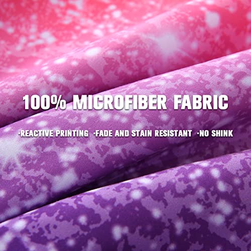 JQinHome Twin Pink Purple Comforter Set, 6 Piece Bed in A Bag 3D Colorful Bedding Set for Girls Kids (1 Comforter,2 Pillowcases,1 Flat Sheet,1 Fitted Sheet,1 Cushion Cover)(Pink Purple) JQinHome