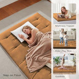 Mollydot Japanese Floor Futon Mattress Queen Size 60"x 80", Foldable Bed Mattress, Portable Tatami Mat Sleeping Pad, Folding Futon Cushion, Roll Up Floor Lounger for Guest Room Dormitory (Brown) Mollydot