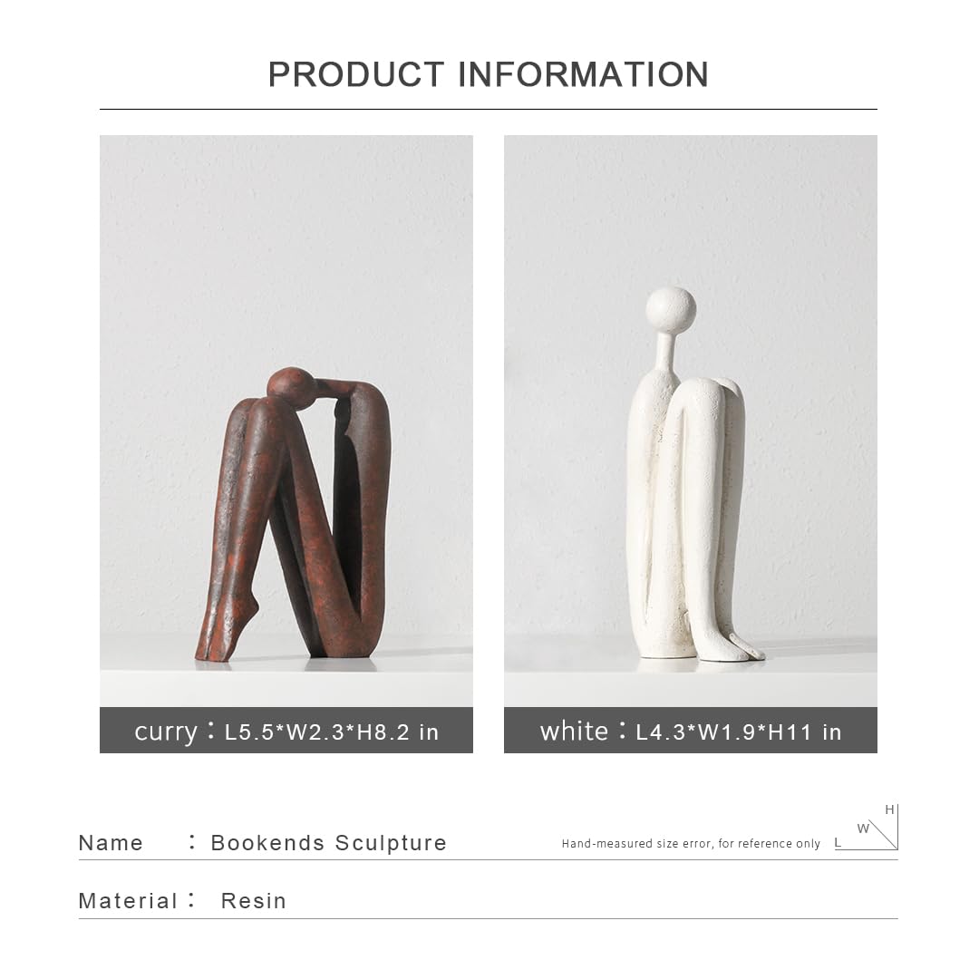 Decorative Bookends for Shelves，Bookends for Heavy Books Resinous Thinker Statue,Book Shelf Decor，Modern Creative Office Company Bookends Ornament Decorations SZGYCSM