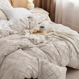 Bedsure Boho Duvet Cover Queen Size - Beige Breathable & Soft Boho Bedding, Machine Washable Comforter Cover for All Seasons, Includes 1 Duvet Cover 90"x90" with 2 Pillow Shams & Zipper Closure Bedsure