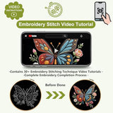 Santune Embroidery Kit Needlepoint Cross Stitch Kits for Beginners Adult Needle Point Sets with Butterfly Embroidery Patterns, Includes Step-By-Step Instructions and Accessories