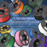 UJOYBIO 8 Color Bundle Elite PLA+ 3D Printer Filament, Multicolor PLA+ 1.75mm, Individually Vacuum Packed, 0.25kg Spool, 8 Pack (Black+Cream White+Grey+Orange Yellow+Red+Dark Blue+Green+Iris Purple)