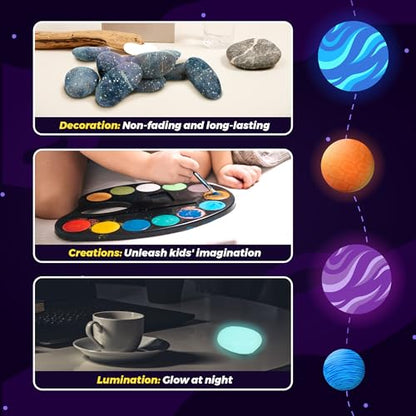 SMILESSKIDDO 2 in 1 Galaxy Rock Painting Kit for Kids - Glow in The Dark Arts and Crafts Kit for Kids Age 8-12 - Creative Art Toys for Painting Rocks with 13 Rocks, DIY Kids Crafts Age 6 7 8  - WoodArtSupply