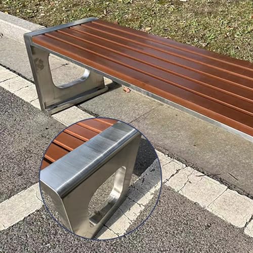 Garden Bench Outdoor Bench, Park Benches For Outside, Two-Person Seat Backless Bench, With Stainless Steel Frame and Wood Seat, For Garden, Porch, Park, Front Door, Balcony, Outdoor, Lawn, Patio (120 JHKJDS