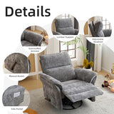 Rhevoy Oversized Glider Rocker Recliner, 26" Extra Wide 360° Swivel Nursery Recliner with Adjustable Headrest, Chenille Rocking Nursery Chair with Overstuffed Armrest, Lumbar Support, Dark Grey