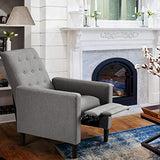 Yaheetech Fabric Recliner Chair with Adjustable Back & Footrest, Mid-Century Modern Accent Armchair Reading Chair, Tufted Upholstered Sofa with Pocket Spring for Living Room Bedroom Gray