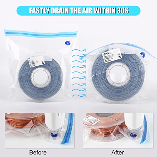 AMOLEN Filament Storage Bags Vacuum Kit, Cleaning Drying Sealed 16 Bags with Two Sizes for 3D Printer Filament with Automatic Pumps/Desiccants/Humidity Indicator Cards/Clips - WoodArtSupply