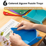 Sancallie 1500 Pieces Puzzle Board & Bracket Set/Wooden Puzzle Board Kit/Jigsaw Puzzle Plateau with 6 Sorting Trays Gray Felt Mat Cover - with Puzzle Board for Storing Jigsaw Puzzles, Grey Sancallie