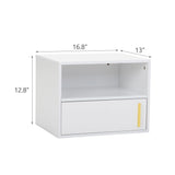 JAXPETY Wall Floating Nightstand Set of 2 Modern Side Table Wall Mounted Shelf with Cabinet Storage for Living Room, Bedroom, Dorm, White JAXPETY