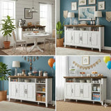Amada Buffet Cabinet with Storage, 55" Large Sideboard Storage Cabinet with Adjustable Shelves, 4 Doors, Modern Farmhouse Coffee Bar Cabinet AMADA HOMEFURNISHING