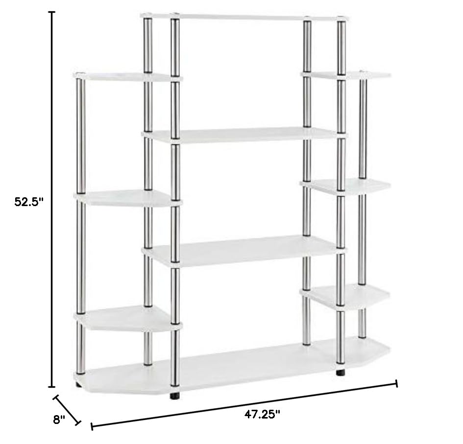 Convenience Concepts Designs2Go White Wall Unit Bookshelf with Seven Tiers Convenience Concepts