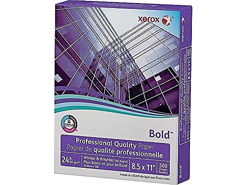 Premium Laser Paper, 98 Brightness, 24lb, 8-1/2 x 11, White, 500 Sheets/Ream Xerox