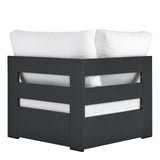 Modway Tahoe Aluminum Outdoor Sectional Corner Chair in Gray White with Weather-Resistant Cushions, Deep Seat Modular for Patio Furniture Lounge Set Modway