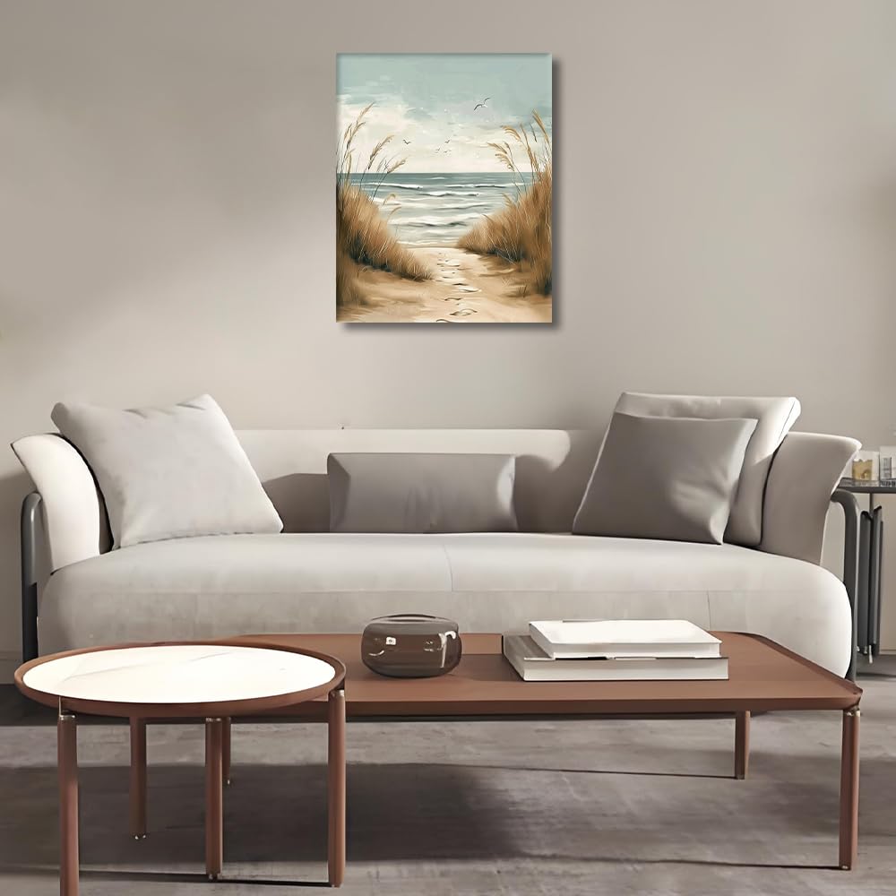 Paint by Numbers Kit for Adults Beginner Beach Paint by Number Seaside Adult Paint by Number Kits On Canvas Coastline Paint by Numbers DIY Adult Paint by Numbers Home Decor, 16 x20 Inch HULDFRDA