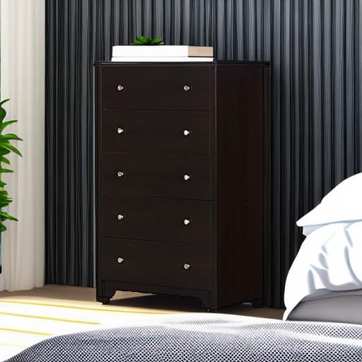 South Shore Vito Collection 5-Drawer Dresser, Chocolate with Matte Nickel Handles South Shore