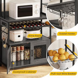 UPOSOJA 47.2in Grey Bakers Rack with Power Outlet and Ample Storage Solutions UPOSOJA