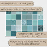 Cotton Satin Patchwork Fabric Panel – 35 Designs, 20×20 cm Squares, Single Piece 150×110 cm, Green Patchwork Quilt Fabric (Turquoise Waves Patchwork Set, 35pcs 8x8 inch) Fabricstown