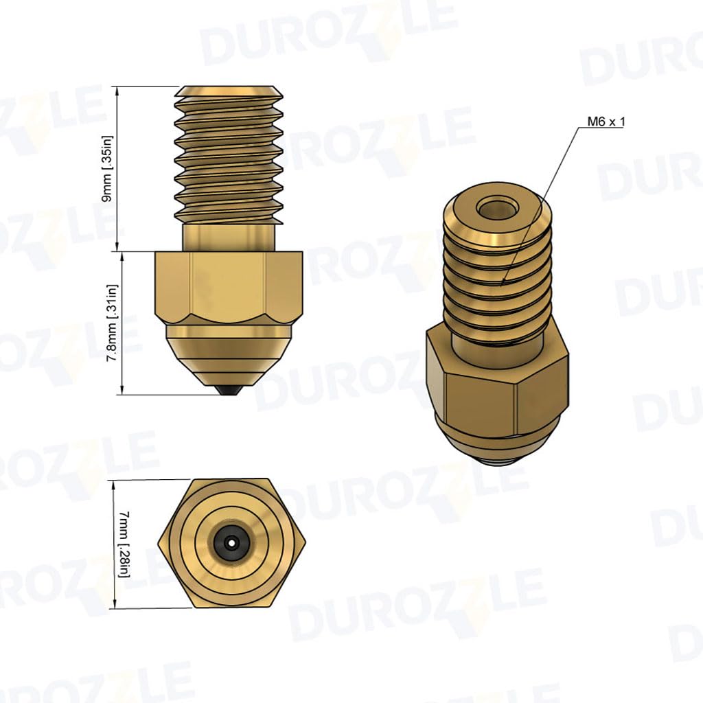 DUROZZLE Diamond PCD Tip Nozzle 0.6mm, Hardened High Precision for Ender 3 V3 SE/Ender 5 S1 / Ender 7 3D Printer Hotend - WoodArtSupply