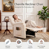 Veemuaro Power Recliner Chair, Electric Reclining Armchair with Remote and Memory Function for Small Space, Soft Chenille Fabric 7-Zone Support, Heavy Duty Steel Frame