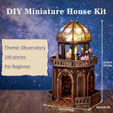 TOYQI Book Nook Mini House Kit, DIY Miniature Dollhouse Booknook for Adults, 3D Wooden Puzzle Bookend Bookshelf Insert Decor, Tiny Stargazing Tower Observatory, Gift for Family and Friends