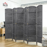 HOMCOM Room Divider, 6 Panel Folding Privacy Screen, 5.6' Tall Freestanding Wall Partition for Home Office, Bedroom, Charcoal Gray HOMCOM