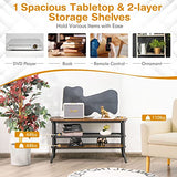 Tangkula TV Stand for TVs up to 46 Inch, 3-Tier Industrial Wooden Console Table with Mesh Grid Storage Shelf, Metal Frame, Rustic Entertainment Center for Living Room (Rustic Brown) Tangkula