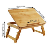 WKWKER Bamboo Laptop Desk with Folding Legs Tilting Surface Workstation Table Adjustable Laptop Stand Bed Tray for tv Sofa Study Computer Ipad Book (Natural) WKWKER