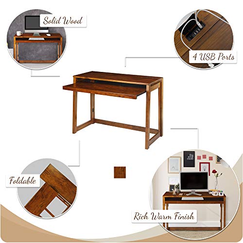 Casual Home Folding Desk with Pull-Out & USB Ports Casual Home