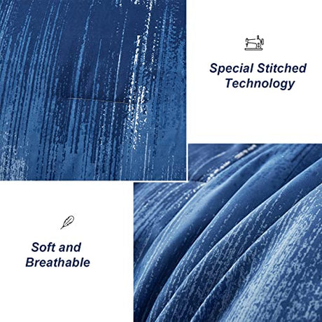 Dinjoy Ombre Blue Comforter Set Full Size Reversible Gradient Blue Grey Boho Bedding Set for Men Women 8 Pieces Bed in A Bag Bohemian Bed Set with Comforter, Sheets, Pillowcases & Shams Dinjoy