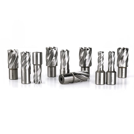 OSCARBIDE Annular Cutter Set 13pcs 3/4"Weldon Shank 1"Cutting Depth and 7/16 to 1-1/16 inch Cutting Diameter Mag Drill Bits for Magnetic Drill Press with 2 pcs Pilot Pins OSCARBIDE