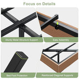 Feonase Floating Bed Frame Queen with Led Lights and Charging Station, Wood Full Size Bed Frame with Storage Headboard, Heavy Duty Metal Slats, No Box Spring Needed, Easy Assembly,Walnut Feonase