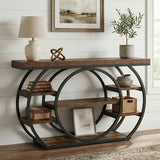 Tribesigns 47” Console Table, Industrial 5-Tier Entryway Table with Metal Frame, Narrow Sofa Table for Living Room, Hallway, Rustic Brown Tribesigns