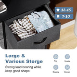 DUMOS 8 Drawer Dresser for Bedroom, Fabric Storage Organizer with Sturdy Metal Frame, Wooden Top Chest of Drawers for Closet Entryway Guest Room, Grey DUMOS