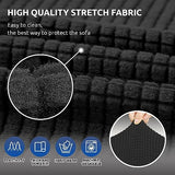 KEKUOU Stretch Sofa Cover Slipcover ，Couch Covers for 3 Cushion Couch Sofa pet Friendly (78"-94") Furniture Protector Sofa with Elastic Bottom for Kids,Dog, Jacquard Small Checked(Large,Black) KEKUOU