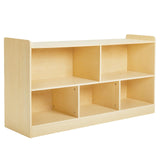 PTINFLUCE Wooden Montessori Shelf - 5-Section Toy and Book Storage Organizer for Kids Rooms PTINFLUCE
