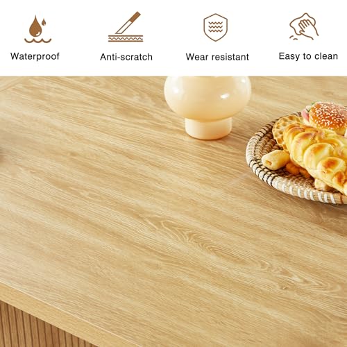 weselon 78 Inch Dining Table for 6 8 10, Modern Farmhouse Rectangular Kitchen Table, Long Dining Room Tables with Wood Strip Base for Kitchen Living Room (Natural) weselon
