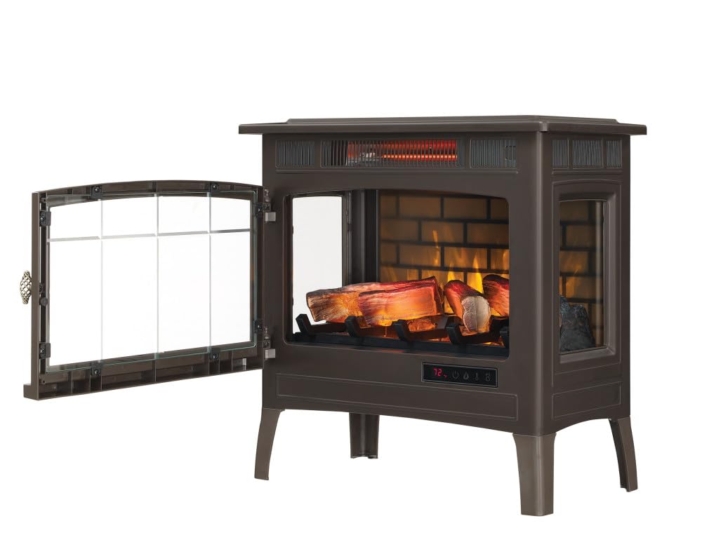 duraflame Freestanding Electric Fireplace Stove Heater with 3D Flame Effect for 1,000 Sq. Ft, Bronze Duraflame