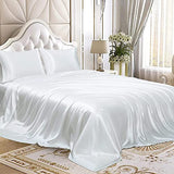 Homiest White Satin Twin Flat Sheet - Luxury & Ultra Soft Bedding for Twin Mattress, Single Flat Sheets Sold Separately Homiest