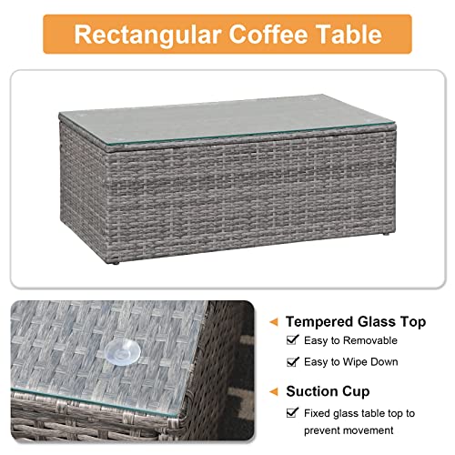 Super Patio 10 Piece Patio Furniture Set, PE Wicker Outdoor Conversation Furniture Set with Ottomans, Storage Box, Coffee Table, Cushions, Clip, Sectional Rattan Sofa for Garden, Porch, Backyard, Grey Super Patio