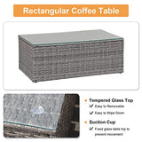 Super Patio 10 Piece Patio Furniture Set, PE Wicker Outdoor Conversation Furniture Set with Ottomans, Storage Box, Coffee Table, Cushions, Clip, Sectional Rattan Sofa for Garden, Porch, Backyard, Grey Super Patio