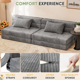 Homall Folding Sofa Bed, Floor Couch Convertible Sleeper Chair with Pillow, Comfy Futon Lounge Sofas, Portable Fold Out Chair Bed for Living Room, Small Space (Corduroy, Slate Grey) Homall