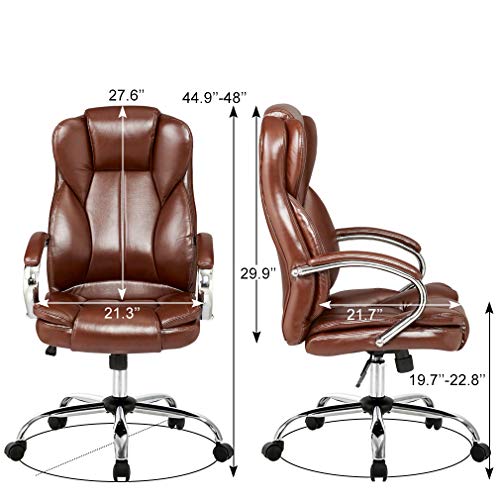 Office Chair Desk Computer Chair with Lumbar Support Arms Headrest High Back Executive Task Rolling Swivel PU Leather Adjustable Ergonomic(Brown) BestOffice