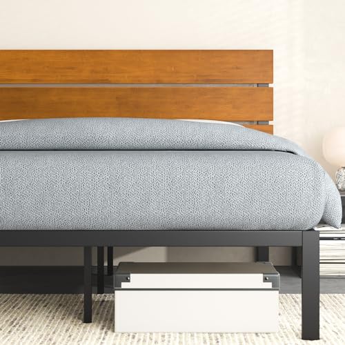 ZINUS Paul Metal and Wood Platform Bed Frame / No Box Spring Needed / Wood Slat Support / Easy Assembly, Full Zinus