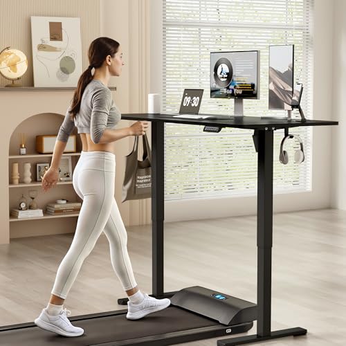 YESHOMY Height Adjustable Electric Standing Desk, 63 x 24 Inches Memory Home Office Sit Stand up Desk with Phone Holder and USB Charging Port, Black YESHOMY