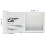 AOZHUO Difference Maker Definition Home Office Decor Wooden Box Sign, Motivational Farmhouse Decorative Positive Office Desk Accessories Wood Plaque Affirmations Wood Table Sign for TV Cabinet Shelf AOZHUO