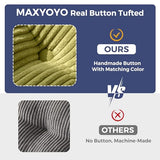 MAXYOYO 6" Futon Mattress Full Size, Tufted Futons Sofa Couch Bed with Twisted Rope Design Edging, Thick Corded Fabric Floor Mattress for Adults, Shredded Foam Filling (Frame Not Included), Green MAXYOYO