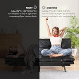 AMICLIBER 71" Convertible Futon Sofa Bed,Bright Black Faux Leather Futon Couch,Memory Foam Reclining Sleeper Sofa Bed,Modern Folding Small Loveseat Couches for Living Room,Office,Apartment AMICLIBER
